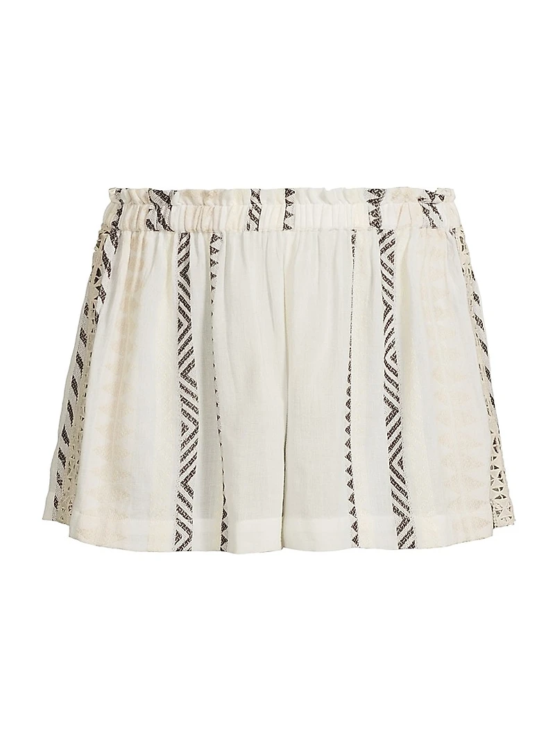 Barbra Striped Cotton Cover-Up Shorts