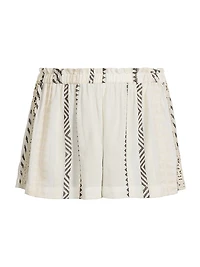 Barbra Striped Cotton Cover-Up Shorts