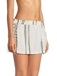 Barbra Striped Cotton Cover-Up Shorts