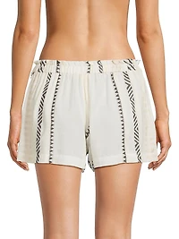 Barbra Striped Cotton Cover-Up Shorts