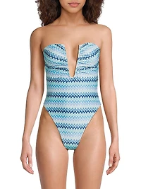 Chevron Bianka Lurex One-Piece Swimsuit