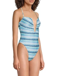 Chevron Bianka Lurex One-Piece Swimsuit