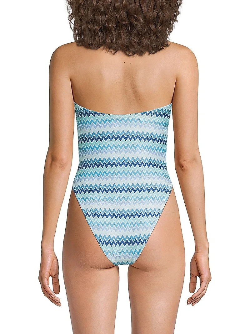 Chevron Bianka Lurex One-Piece Swimsuit