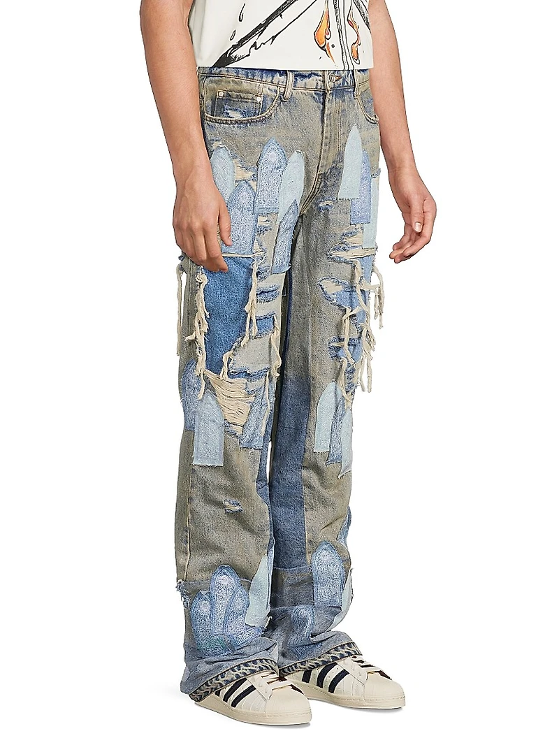 Repaired Patchwork Relaxed Jeans