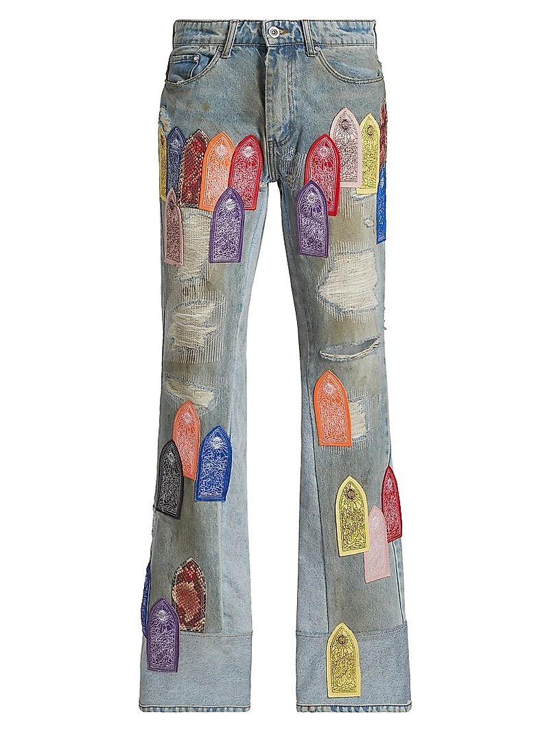 Patch Arched Repaired Distressed Jeans