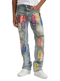 Patch Arched Repaired Distressed Jeans