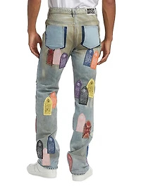 Patch Arched Repaired Distressed Jeans