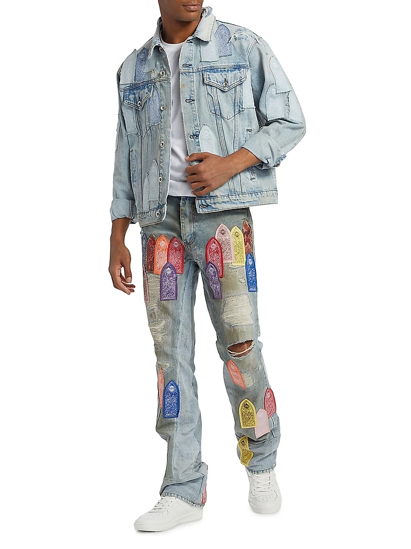 Patch Arched Repaired Distressed Jeans