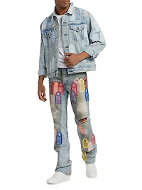 Patch Arched Repaired Distressed Jeans