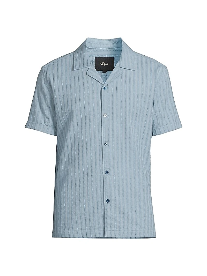 Sinclair Striped Cotton Dobby Camp Shirt