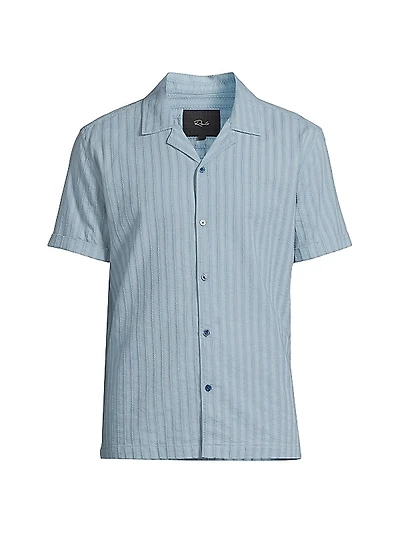 Sinclair Striped Cotton Dobby Camp Shirt