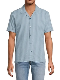 Sinclair Striped Cotton Dobby Camp Shirt