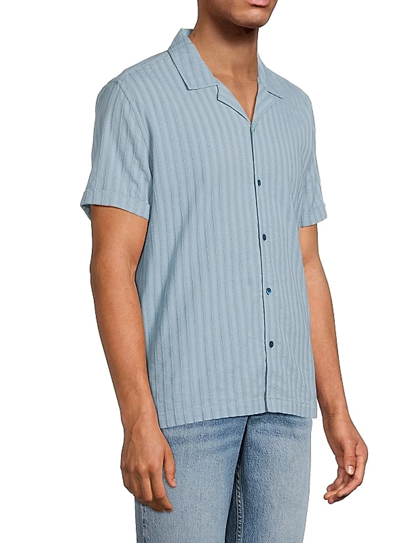 Sinclair Striped Cotton Dobby Camp Shirt