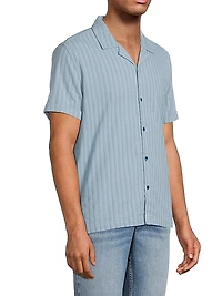 Sinclair Striped Cotton Dobby Camp Shirt