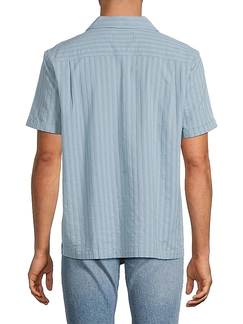 Sinclair Striped Cotton Dobby Camp Shirt