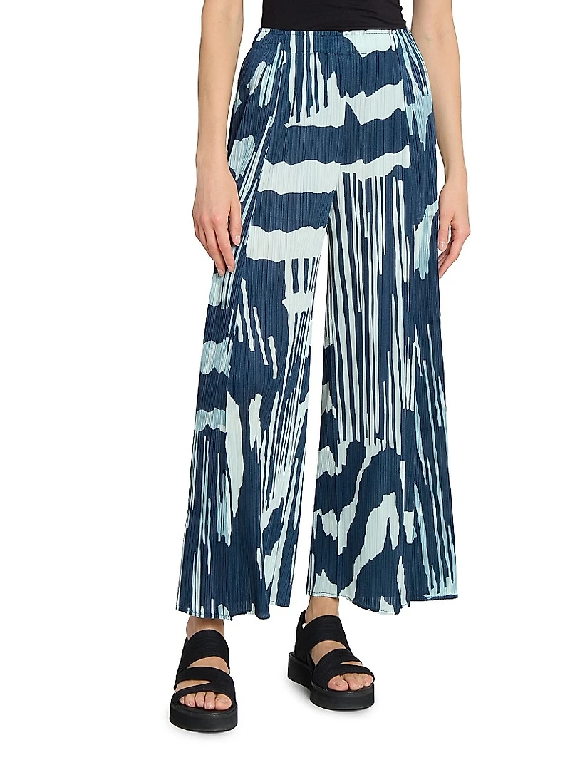 Refraction Printed Wide-Leg Pants