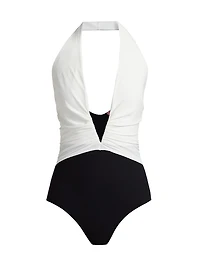 Meiji Ruched Colorblocked One-Piece Swimsuit