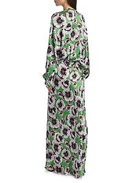 Kathleen Cut-Out Silk Long-Sleeve Maxi Dress