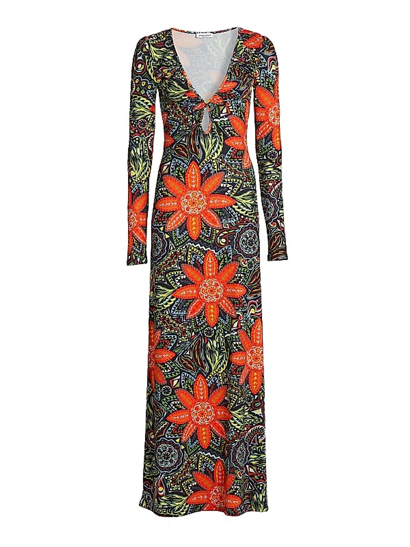 Diana Floral Stretch Jersey A-Line Maxi Dress