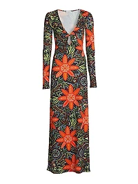 Diana Floral Stretch Jersey A-Line Maxi Dress