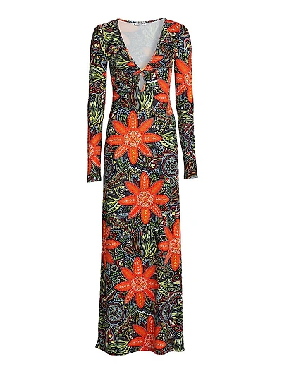 Diana Floral Stretch Jersey A-Line Maxi Dress