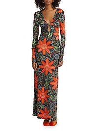 Diana Floral Stretch Jersey A-Line Maxi Dress