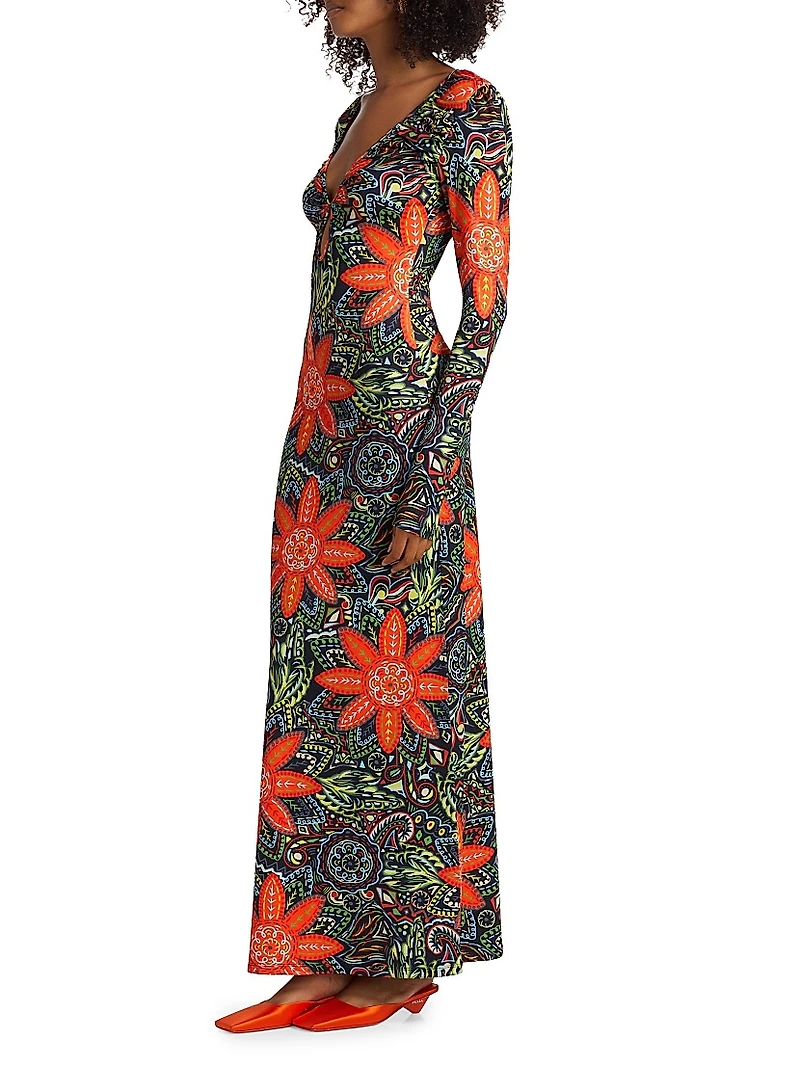 Diana Floral Stretch Jersey A-Line Maxi Dress