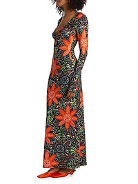 Diana Floral Stretch Jersey A-Line Maxi Dress