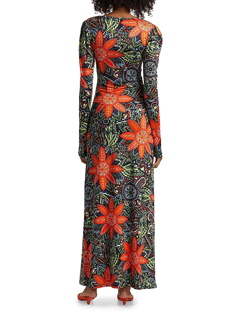Diana Floral Stretch Jersey A-Line Maxi Dress