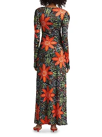 Diana Floral Stretch Jersey A-Line Maxi Dress