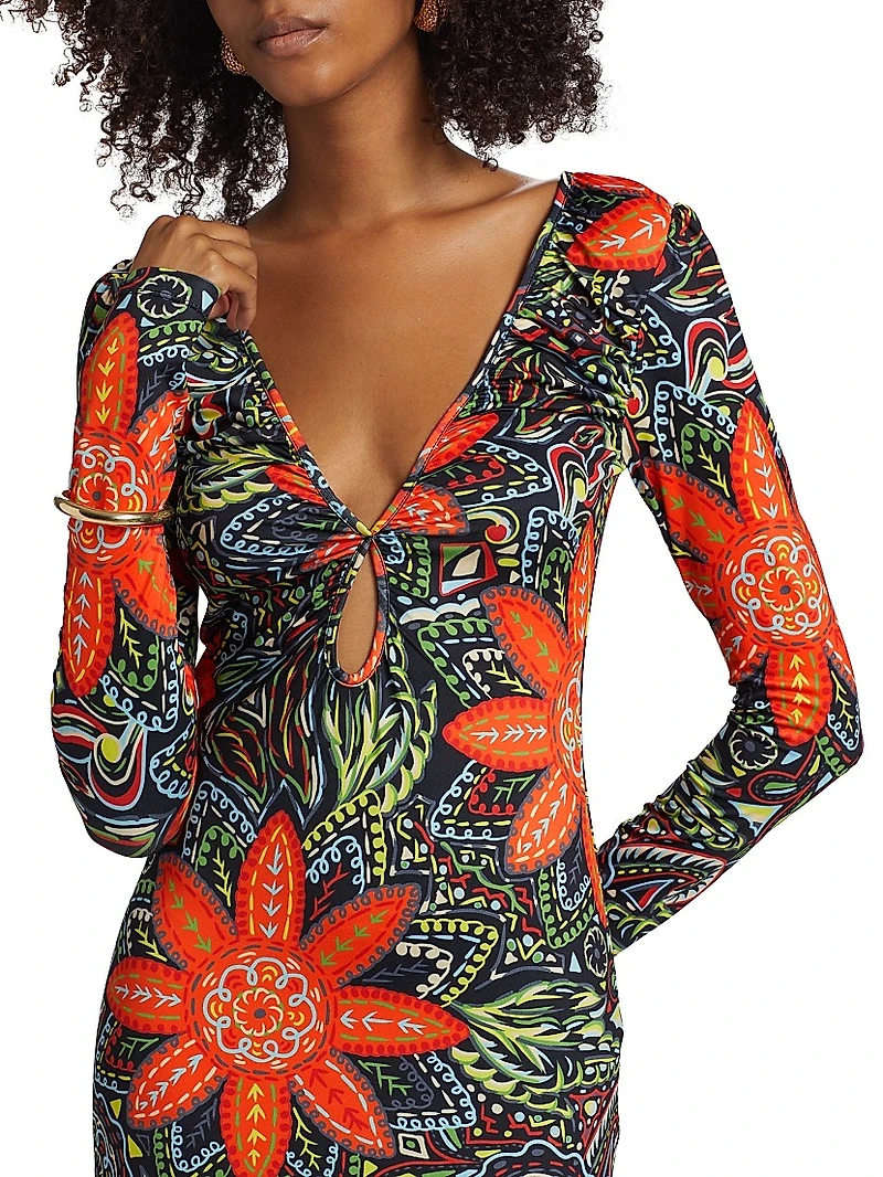 Diana Floral Stretch Jersey A-Line Maxi Dress