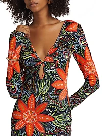 Diana Floral Stretch Jersey A-Line Maxi Dress