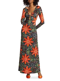 Diana Floral Stretch Jersey A-Line Maxi Dress
