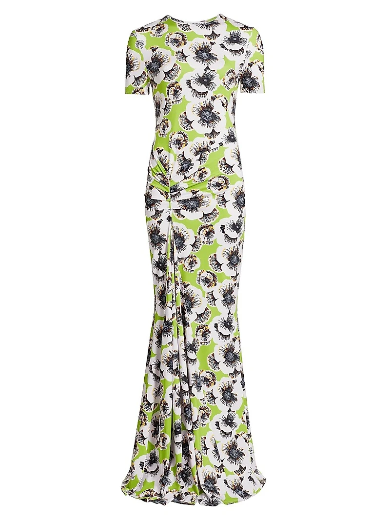 Annie Floral Short-Sleeve Maxi Dress