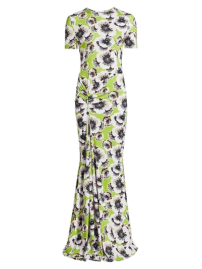 Annie Floral Short-Sleeve Maxi Dress