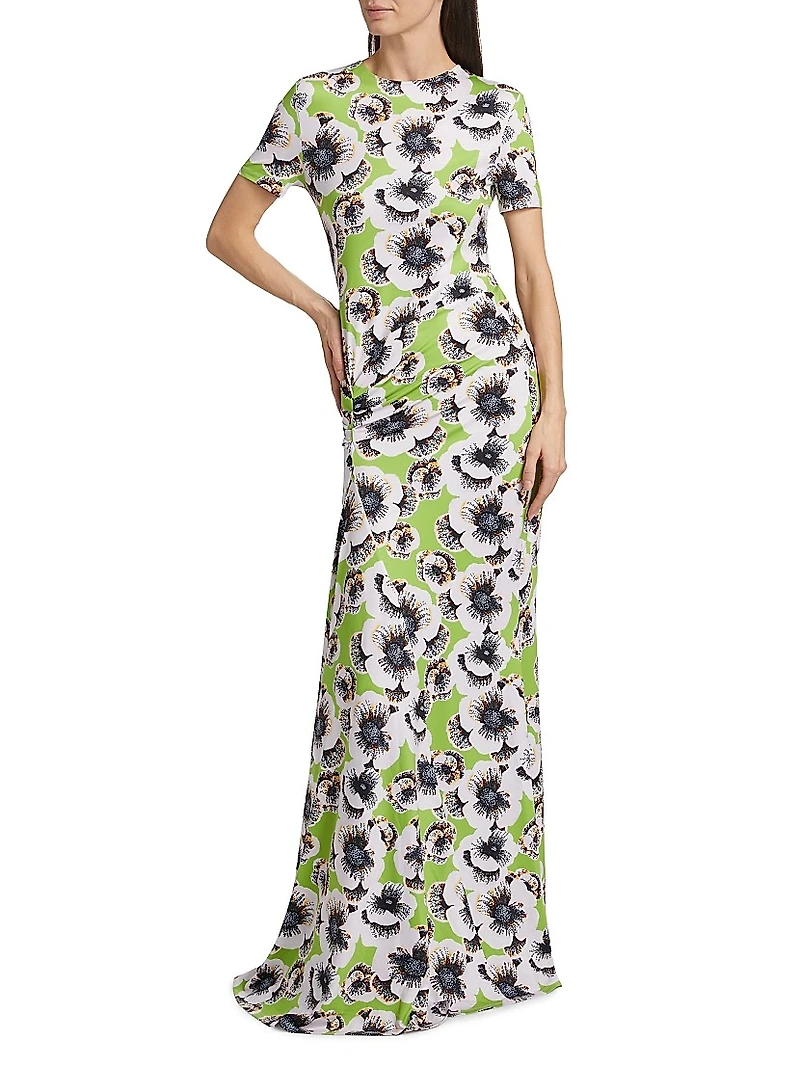 Annie Floral Short-Sleeve Maxi Dress