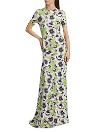 Annie Floral Short-Sleeve Maxi Dress