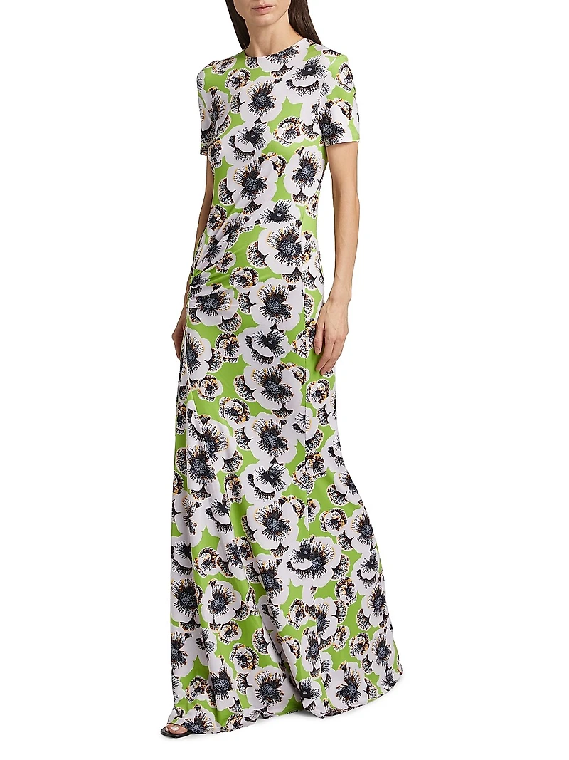 Annie Floral Short-Sleeve Maxi Dress