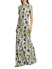 Annie Floral Short-Sleeve Maxi Dress