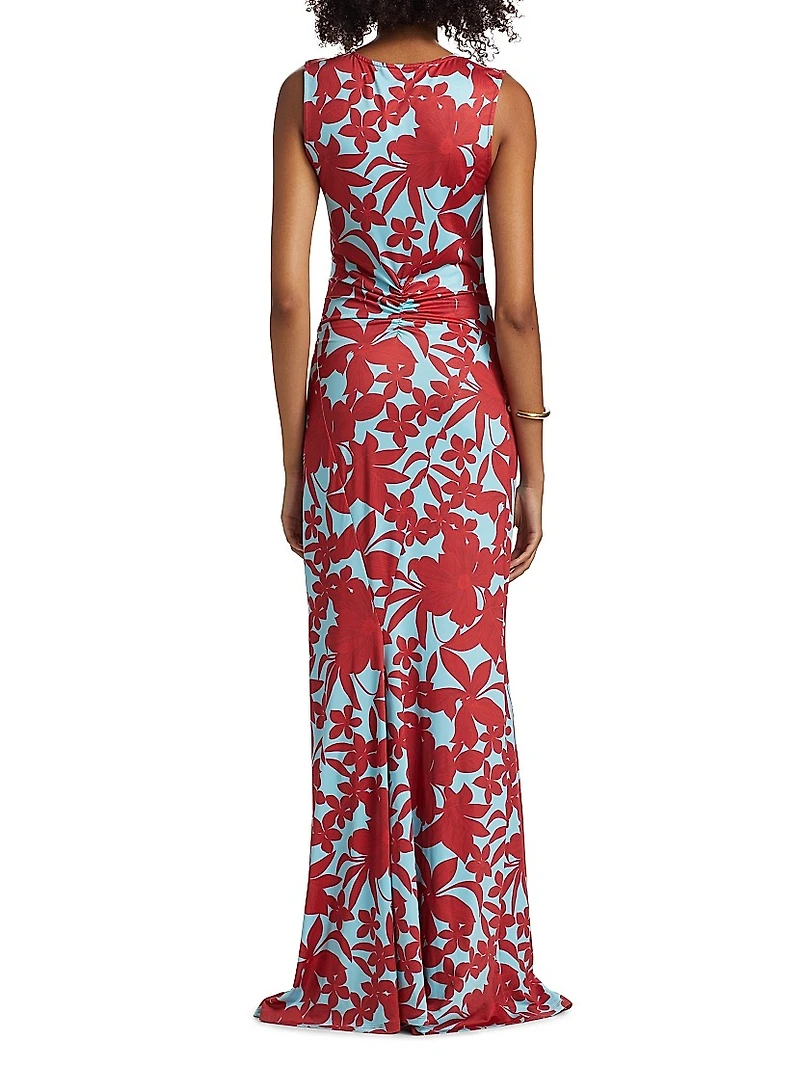 Annie Floral Stretch Jersey Maxi Dress