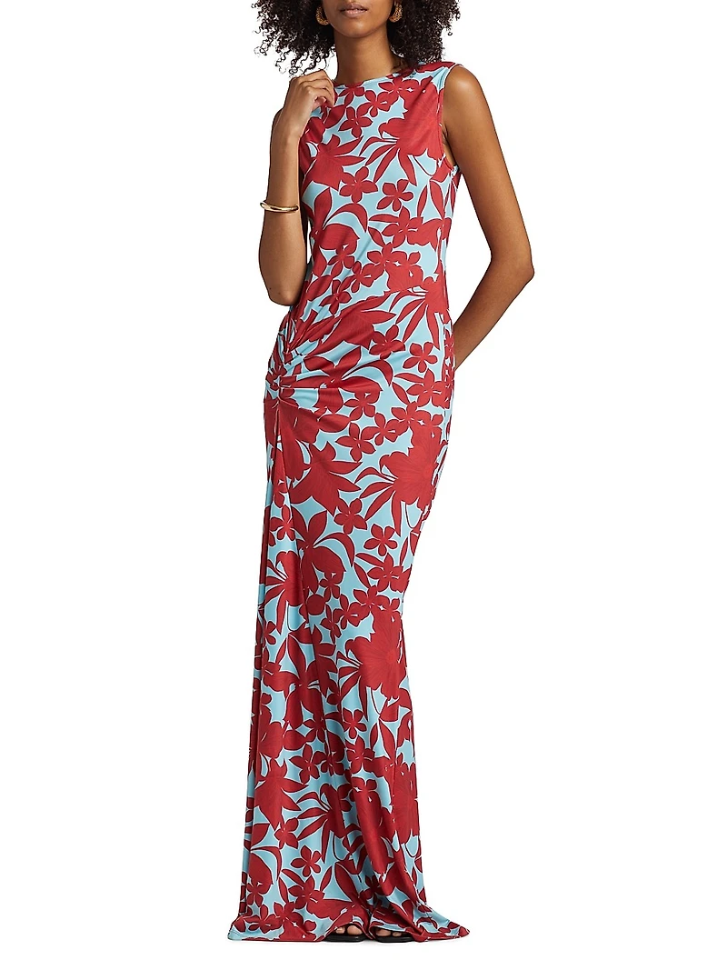 Annie Floral Stretch Jersey Maxi Dress