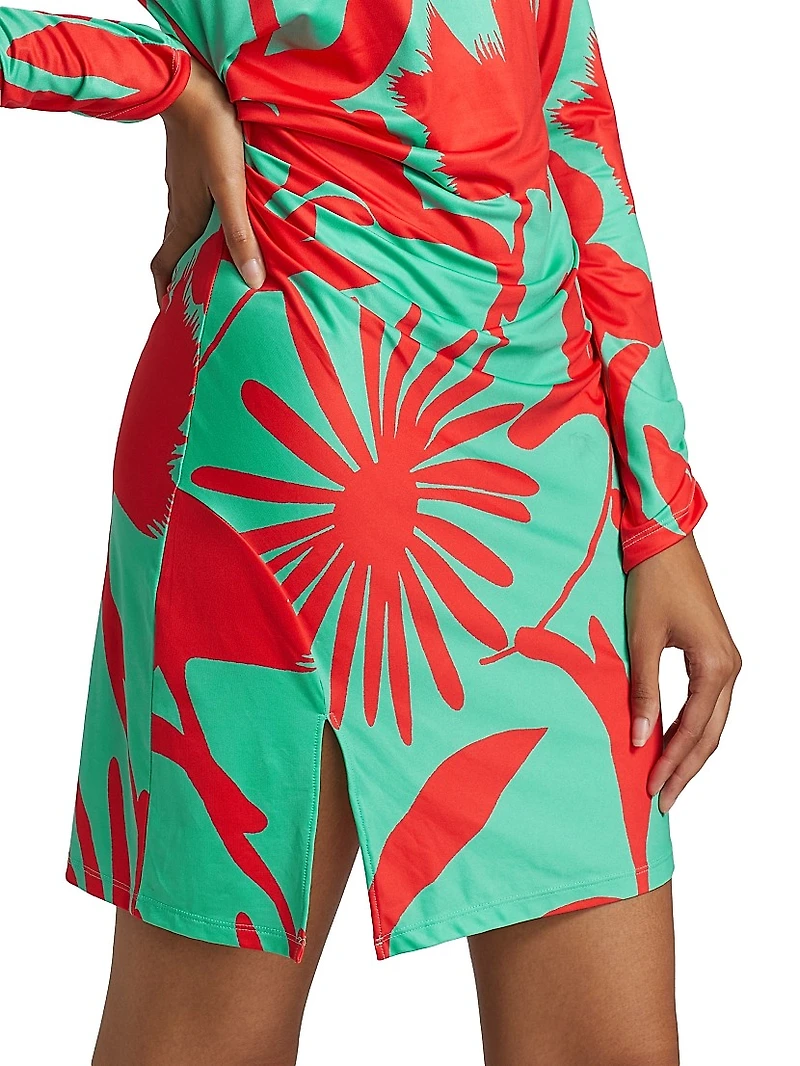 Hazel Floral Stretch Jersey Draped Minidress