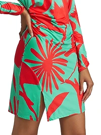 Hazel Floral Stretch Jersey Draped Minidress