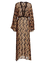 Pepper Printed Long-Sleeve Maxi Dress