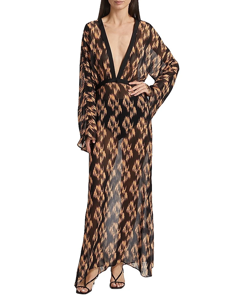 Pepper Printed Long-Sleeve Maxi Dress