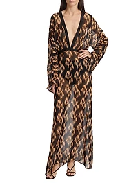 Pepper Printed Long-Sleeve Maxi Dress