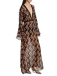 Pepper Printed Long-Sleeve Maxi Dress