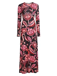 Sam Floral Stretch Jersey Body-Con Maxi Dress