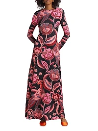 Sam Floral Stretch Jersey Body-Con Maxi Dress