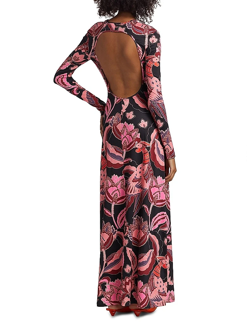 Sam Floral Stretch Jersey Body-Con Maxi Dress